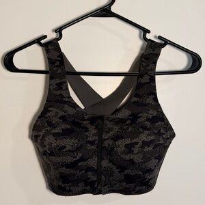 lululemon Discontinued Enlite Front Zip Sports Bra Olive Green Camo 34B